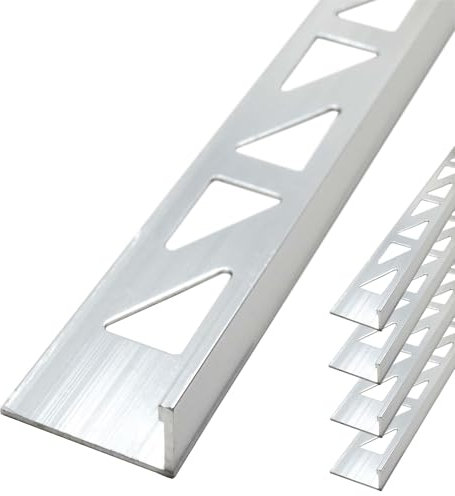 Dalsys Fliesenschiene Winkelprofil Aluminium (eloxiert) Silber matt 2,5m x 12,5mm, 5 Stück, Fliesenprofil