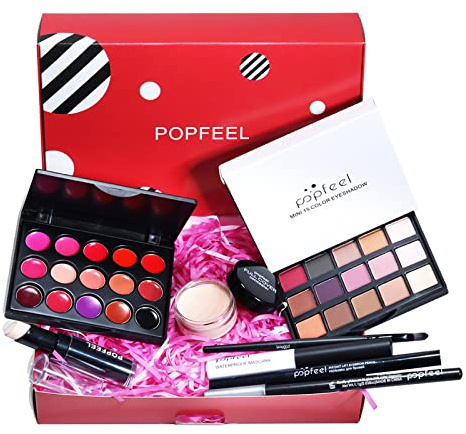 Holzsammlung Schminke Set, Schminkset Damen Schminkset Frauen für Gesicht Augen und Lippen, Make-up Sets Makeup Kit for Women Teenager, Kosmetik Make up Set mit Lidschatten für Damen und Mädchen