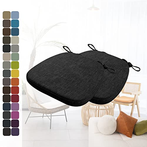Kimgull 2er Set Stuhlkissen mit Bändern Bequeme Waschbare Rutschfestes Sitzkissen Ideal für zu Hause und Gartendekoration, viele Farben und Größen zur Auswahl (40X38X3CM Schwarz)