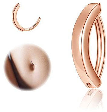 ZS 14G Clicker Piercing Bauchnabel für Frauen, Roségold Bauchnabelpiercing Silber 925 Reverse Curved Nabel Barbell Schmuck Körperschmuck (10mm)