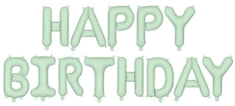 Happy Birthday Girlande Hellgrün – Matte Folienballons ca. 340 cm – Moderne Geburtstagsdeko für Kinder & Erwachsene – Luftbefüllung – wiederverwendbar – Boho Partydeko
