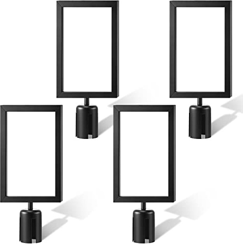 Taiyin 4 Pcs Stanchion Sign Holder Double Sided Frame with Cover