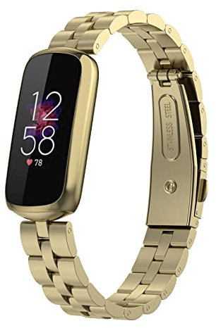 ZUZIS Ersatzbänder Aus Metall Bänder Kompatibel Mit Fitbit Luxe, Sport-Ersatzriemen für Damen-Uhrenarmband Edelstahl-Metall-Armbänder für Luxe,1