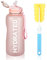 MYFOREST Botella grande de 2,2 litros/2200 ml, marca de tiempo para hidratación motivadora, a prueba de caídas, sin BPA, cierre plegable/pajita/apertura ancha para limpieza: botella de agua