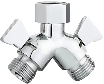 Tecmolog 2 Wege Umschaltventil Messing Y Verteiler 1/2 Zoll mit Absperrhähnen für Dusche Chrom, DSF017