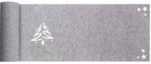 Tischläufer aus Filz Abwaschbar Tischband Tischdecke Still Grau hitzebeständig Filztischläufer Tischschutz (Grau_Weihnachten, 40 x 150)