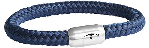 Das Original Sylt Gravur Unisex Segeltau Armband Geflochten Handmade Hochwertiger Magnetverschluss 8mm Durchmesser (Marine-Blau, 24.00 CM)