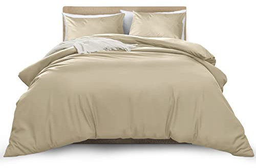MOONLIGHT20015 King Duvet Cover Beige Solid Soft King Bedding Duvet Cover Set with 2 Matching Pillowcases