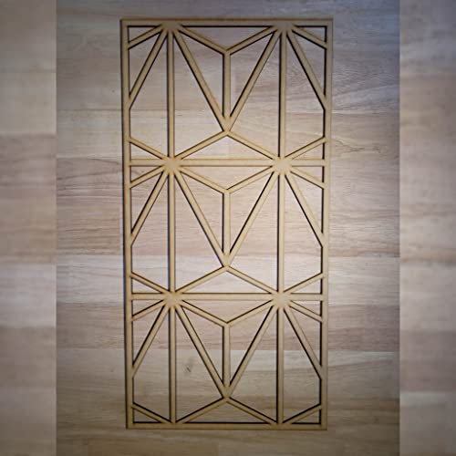 Art Deco Geometric Fan Pattern Screen Radiator Cabinet wall Decorative Screening-grille- Perforated MDF panel (600x300mm) 0094 (6mm thick MDF Primed White)