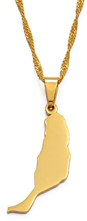 Herren- Und Damen-Halskette In Kartenform – Fuerteventura-Karten-Halskettenanhänger Und 45/60 Cm Lange Kette. Fuerteventura-Land-Patriotischer-Schmuck-Anhänger-Halskette, Reise-Souvenirs, Goldfarb