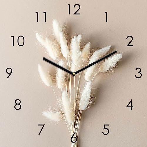 Wanduhr 30x30cm Glasuhr Pampasgras Glasbild Uhr Wanddeko Gras Wandbild Natur Glas Deko