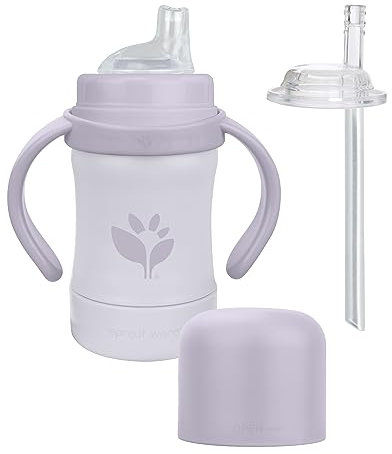 Green Sprouts - Sippy Cup and Straw Cup, 177 ml, Made of Sprout Ware® Plant-Plastic, Plum