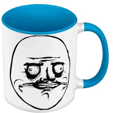 Tasse, hochwertig, Blau – Me Gusta Meme Face Internet Troll Fun Witz – Tasse mit Henkel und farbigem Innenfutter