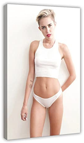 Leinwand-Poster, Motiv: Sänger Miley Cyrus 3, Wandkunst, Dekor, Bild Gemälde für Wohnzimmer, Schlafzimmer, Dekoration, Rahmenstil, 50 x 75 cm
