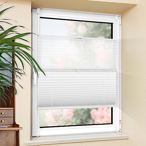 Bondfree Day Night Plissee ohne Bohren Verdunkelung Klemmfix weiß-weiß 70x120cm(BxH) Verdunklungsplissee Thermo Plissee Klemmrollos 100% Verdunkelnd