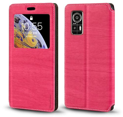Shantime Schutzhülle für AGM H6, Holzmaserung, Leder, mit Kartenfach und Fenster, magnetische Klappschutzhülle für AGM H6 Lite (6,5 Zoll), Rose