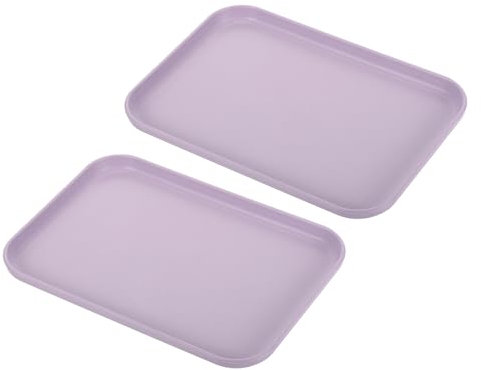 PATIKIL 9x7 Fast Food Tray, 2 Pack PP Plastic Reusable Multi-Purpose Non-Slip Rectangle Serving Tray for Cafeteria Restaurant Home Kitchen, Purple
