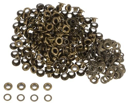 QUARKZMAN 300 Set Kit Occhielli in Metallo 5mm 1/5 Foro Occhielli per Teloni Piccolo Occhiello con Rondelle per Scarpe Vestiti Cintura Etichetta Borsa Tessuto Pelle Progetto, Bronzo