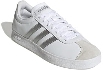 adidas Damen VL Court Base Sneaker, Cloud White/Silver Metallic/Grey One, 40 EU