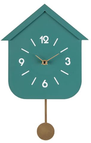 Decor Space Orologio da parete con pendolo Home in acciaio a batteria h 24x5,5x37,5 cm (verde)