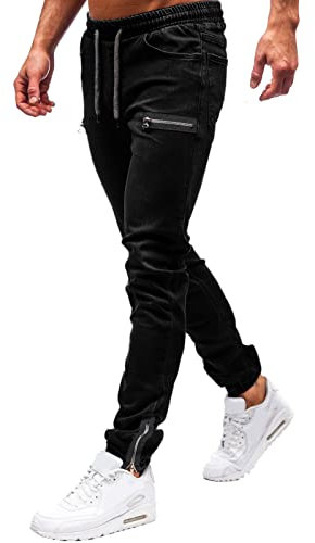Jeans Coupe Droite pour Hommes Trou Droit Jeans Trou Cassé Pantalons avec Fermeture Éclair Bassin Jeans Stretch Ripped Style Denim Jeans Pantalons Jeans Homme Taille Elastique