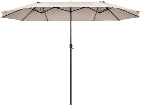 HESHEQ Sombrilla UV50+ con Manivela Parasol Exterior Parasol Doble for Jardín Sombrilla Gigante Anti UV for Jardín Patio Terraza Playa Piscina Reclinable
