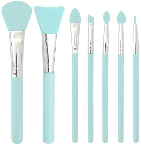 Lot de 7 pinceaux applicateurs en silicone pour crèmes, produits de maquillage et résine époxy UV