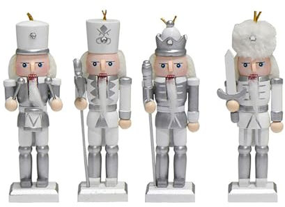 YIZITU 4 x Nussknacker, Figurenbehang, Weihnachtskönig, Soldat, Kunsthandwerk, Desktops, Weihnachtsbaumschmuck