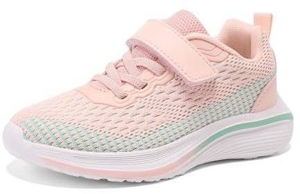 Tysulr Mädchen Turnschuhe Hallenschuhe Kinder Turnschuhe Für Jungen Sportschuhe Mädchen Kinderschuhe Atmungsaktiv Laufschuhe Sneaker Rosa 31EU