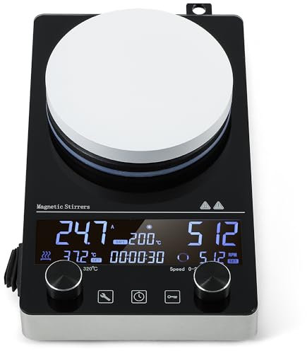 BAOSHISHAN Magnetic Hotplate Stirrer, 20L Capacity, 320°C Max, 0-2500 RPM, LCD Display, Timer