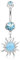 beyoutifulthings Bauch-nabelpiercing Silber Opal-Design Aqua Tribal-Sonne Zirkonia Blau Nabel-Piercing Chirurgenstahl Bananabell Stab-länge 10-mm