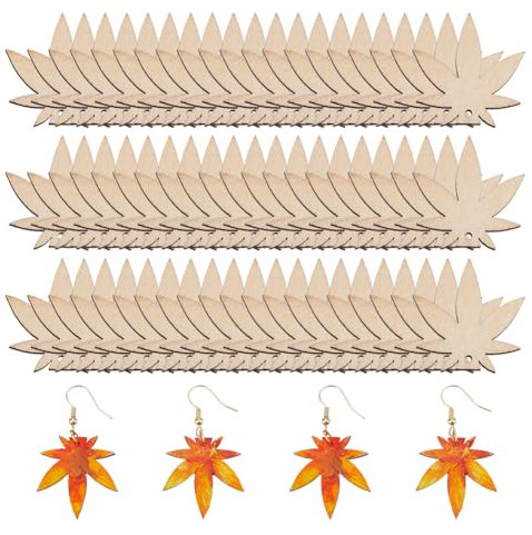 SUPERFINDINGS 60Pcs Boucles d'oreilles en bois d'oreilles Pendentifs DIY Ébauches en bois non fini Charms Feuilles d'érable Sublimation boucles d'oreilles pendentifs pour la fabrication de bijoux