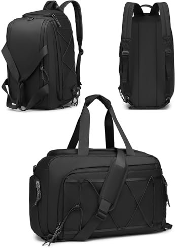 JEPACXOR Turnbeutel für Herren und Damen, 35 l, Reiserucksack, Seesack mit Schuhfach und Nasstasche, Sport, Handgepäck, Wochenendtasche, Sport, Übernachtungsrucksack, Schwarz, Schwarz, Large, Sport,