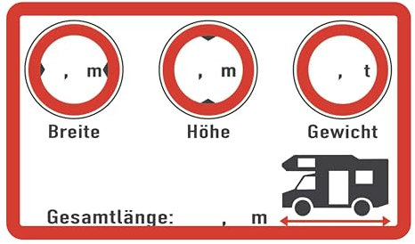 Aufkleber Set Wohnmobil Cockpit, 2 Stück 10 x 6 cm – Selbstklebende und Beschreibbare Folie für Fahrzeugmaße – Länge x Breite x Höhe x Gewicht – UV-beständig – Wohnwagen Zubehör Sticker