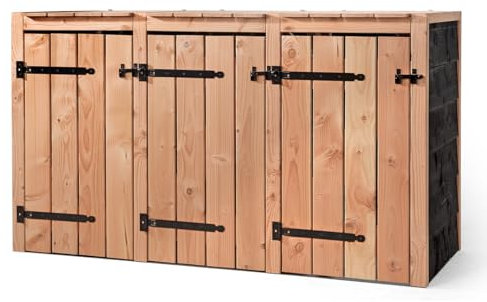Mülltonnenbox Fleur - Offene Rückwand - Hergestellt aus Douglas-Holz - 3X 240L
