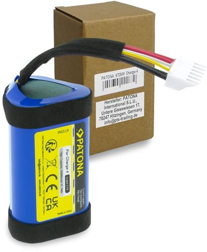 PATONA Battery Compatible with JBL Charge 4, 4BLK, 4J, CHARGE4BLUAM - 10,200mAh, 3.7V, Replacement Battery for JBL 1INR19/66-3, ID998, SUN-INTE-118, Overload and Short Circuit Protection