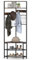 COSTWAY 180CM Garderobenständer Eck, 3 in 1 Kleiderständer & Sitzbank & Schuhregal, inkl. 12 Haken, Aufbewahrungsregal Garderobe für Flur Wohnzimmer, Schlafzimmer (Vintage Braun)