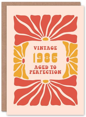 Artery8 Vintage Retro For Her Flower 60s Born 1986 Aged 39 Years Old 39th Birthday Card Mum Gran Wife