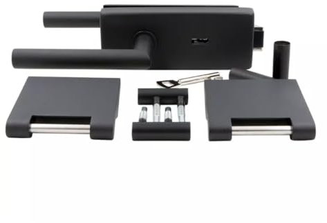 HORI® Glastürbeschlag Set Schwarz I Türschloss-Set Ganzglastüren I Türgriff mit Bändern & Rahmenteil I Glastürschloss Innentür I Glastür Scharniere I Beschläge Glas Eckig | Buntbartschloss