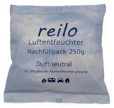reilo 10x 250g Luftentfeuchter Granulat (Calciumchlorid), Raumluftentfeuchter im Vliesbeutel, Nachfüllpacks für Entfeuchterboxen 250 bis 1200g, Lufttrockner für Wohnräume, Schlafzimmer, Keller