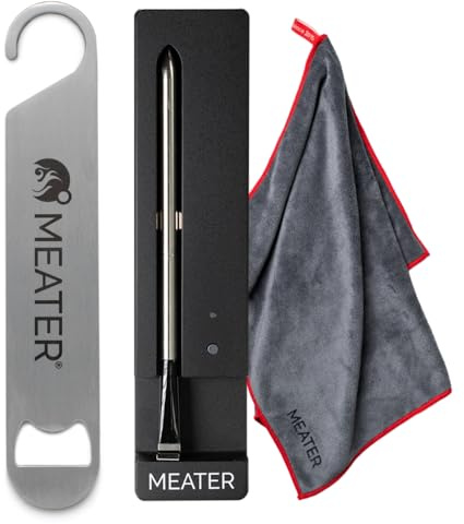 MEATER SE Bundle: Intelligentes kabelloses Fleischthermometer für das tägliche Kochen mit Küchentuch & Barklingenöffner | Bluetooth-Reichweite für Ofen, Hopfen, Luftfritteuse & mehr | 50+ Rezepte in