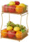 Cesta de frutas de 2 niveles 10x10x3 pulgadas organizador desmontable bandeja de frutas de metal canasta de oro hueco ideal para pan vegetal cosméticas de joyería encimera