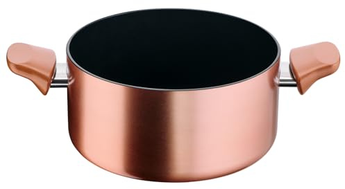 Lagostina Rosé, Casseruola Fonda Antiaderente Ø 20 cm, Colore Oro Rosa | Rivestimento Titanium, Antiaderente, Indicatore di Calore Thermo-Signal, Manici Rivettati, Compatibile con Induzione