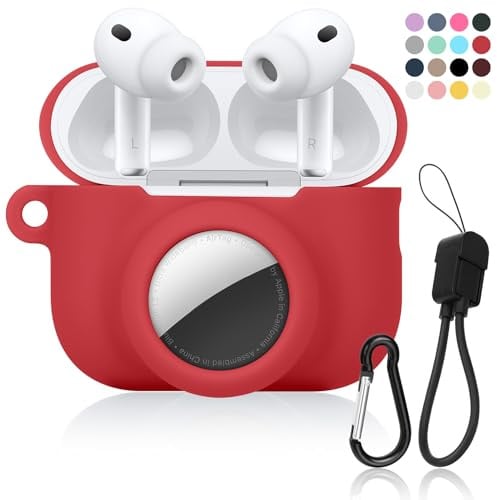 2 in 1 Soft Silicone Case Compatible with AirPod Pro 3 and AirTag, Shockproof Protective Skin Cover for AirPod Pro 3 with Keychain & Data Cable Lanyard for Men Women