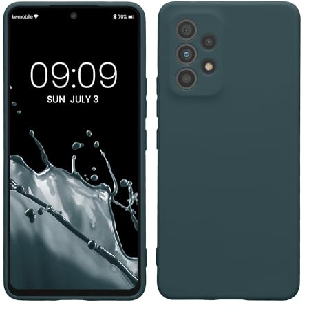 kwmobile Handyhülle für Samsung Galaxy A53 5G Hülle - weiches Handy Silikon Case - Schutzhülle Cover - Dunkler Schiefer