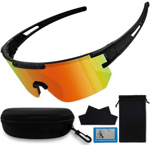 WAMIOKAGRO Schnelle Brille Herren Damen, Polarisiert Fahrradbrille Herren Laufbrille Damen, UV400 Sportbrille Fahrrad Brille Sport Sonnenbrille für MTB Rennrad Fahrrad Ski Laufen Rave Festival