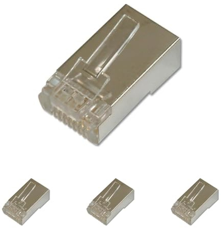 DIGITUS AK-219603 – Cat 6 Crimpstecker – 1 Stück – RJ45 Netzwerkstecker Geschirmt – Für Cat6 Netzwerkkabel, Patchkabel & PoE Ethernet LAN Kabel – 1GBase-T – 8P8C – AWG 27/7 bis AWG 24/7
