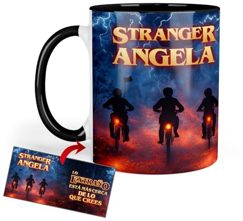 Kembilove® Taza Retro Personalizada con Nombre – Estilo Años 80 Tipo Stranger – Diseño Oscuro Aventura Inspirado en Series de Misterio – Regalos Frikis para Fans