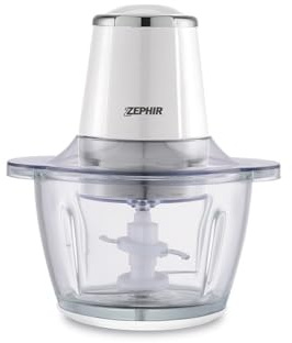 Zephir Tritatutto Da Cucina In Vetro 750 Ml, 300W, 4 Lame In Acciaio Inox Removibili, Azionamento A Pressione, Contenitore In Vetro, Cavo 1,9 M