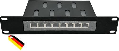 Marco de montaje en rack de 10 pulgadas para Netgear GS308EP & TP-Link TL-SG108PE, 8 puertos PoE Switch Soporte, armario de red de 10 pulgadas, fabricado en Alemania